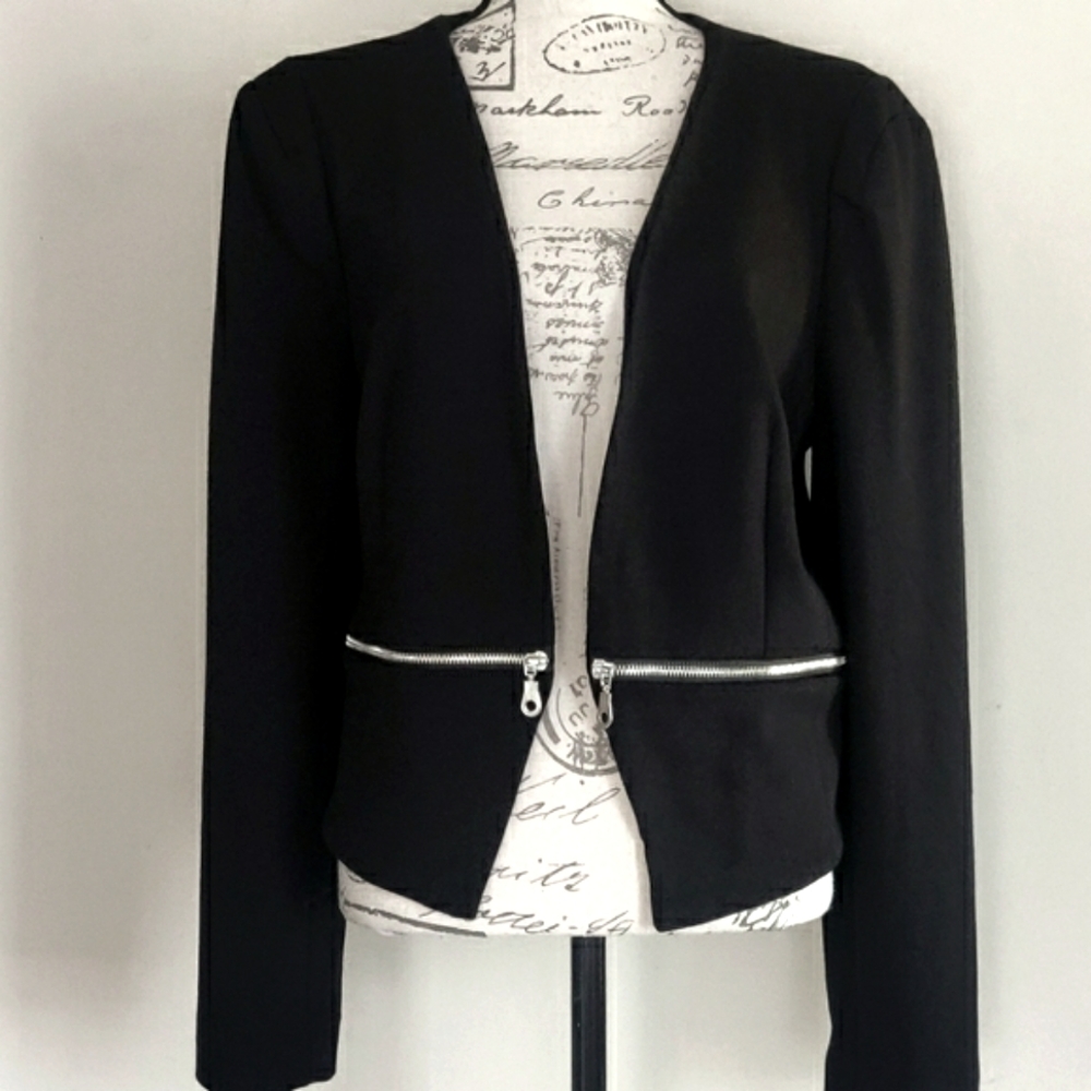 Philosophy Black Blazer with Silver Zipper